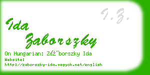 ida zaborszky business card